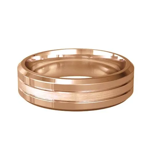 Patterned Designer Rose Gold Wedding Ring - Pietas